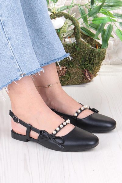 fort 251 Ceyn Pearl Buckle Detailed Stylish Home Business Office Comfortable Daily Shoes Women's Ballerinas