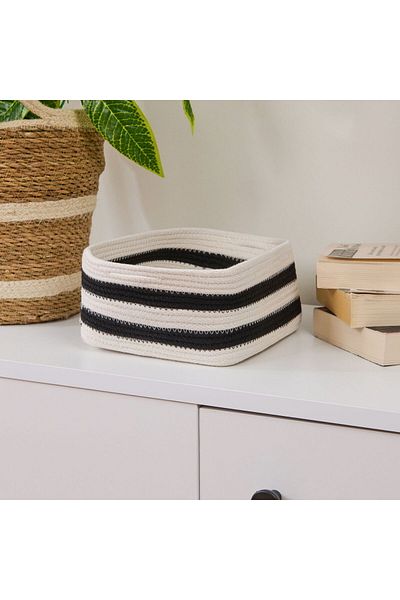 MATMEL Living Elegant Curves Decorative Basket - Black / White - 20X20X10 cm
