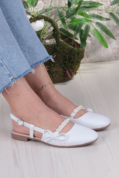 fort 251 Ceyn Pearl Buckle Detailed Stylish Home Business Office Comfortable Daily Shoes Women's Ballerinas