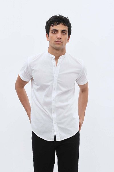 SHIRTSPRO long sleeve mao collar shirt white color by