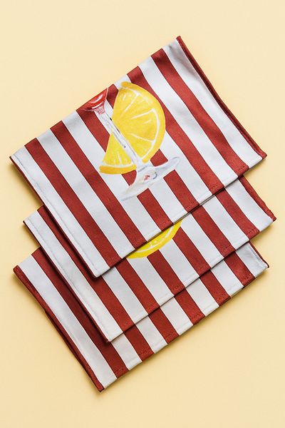 Alseko Concept Red Lime Pattern Decorative Kitchen Oven Towel, 3 Pieces 35X50Cm Cotton Towels
