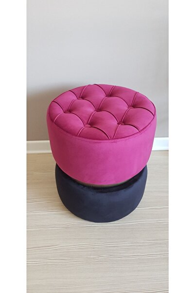 ART HEDİYE Modern Kapitoneli Puf Babby Face Leke Tutmaz Silinebilir Fuşya Kad...