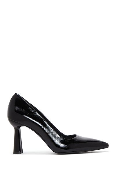 Derimod Women's Black Heeled Patent Leather Shoes 25Afd130016