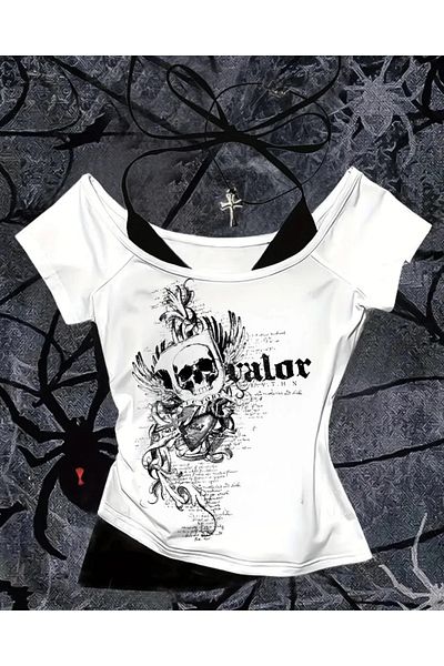 Touz Moda Κοντό μανίκι Gothic Victory Love γιακά με επιπλέον λουράκι για ολόκληρο το σώμα