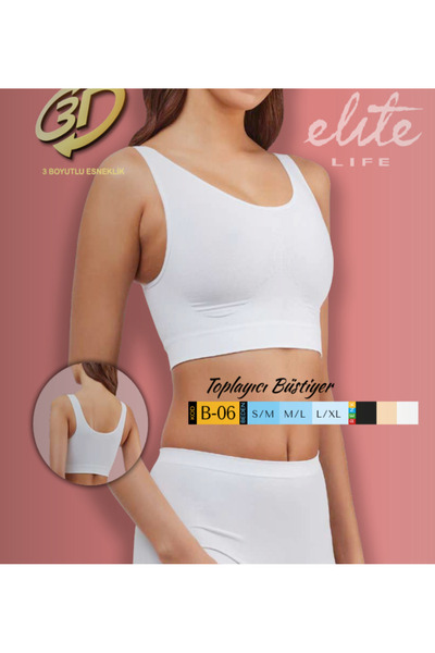 BENALİ Elite Li̇fe Seamless Thick Strap Gatherer Half Tank Top Bustier (3 Pcs)
