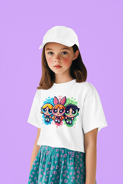 SEVBANO Tricou pentru copii unisex cu desene animate Power Puff Girls (1-12 ANI)