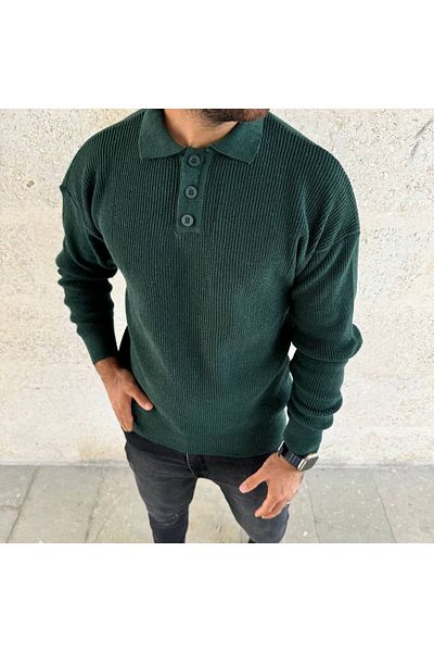 CULTURE BOUTIQUE Men's Polo Collar Button Collar Winter Knitwear Sweater