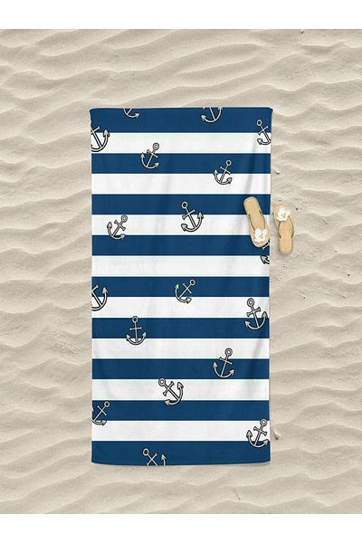 Home Anchor Anchor Patterned Digital Printed Men's Beach Bath Towel