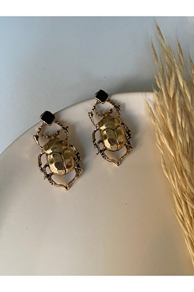 BusradanDesign Özel Seri Siyah Zirkon Taşlı Böcek Küpe