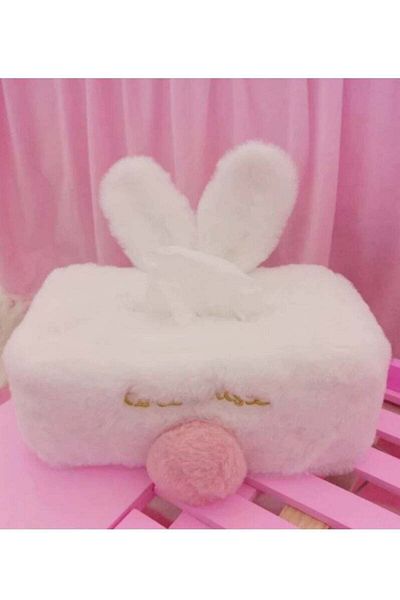 fun zone Rabbit Ears Plush Tissue Box Pink