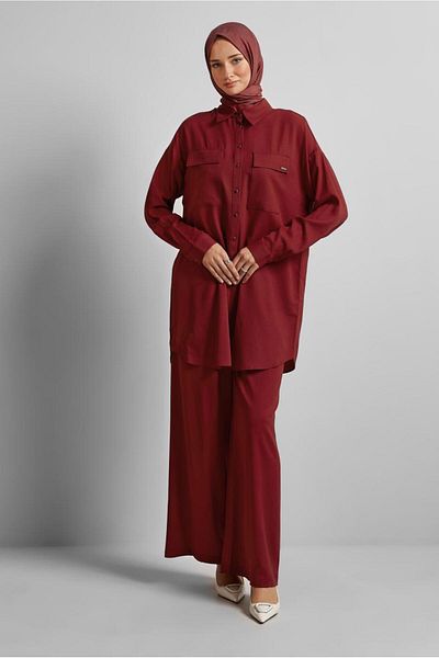 Alvina SHIRT COLLAR PANTS SUIT 44473