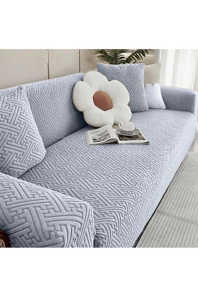 ÖZMAKAN 3 3 1 1 Set de huse de scaun din jacquard, elastic, elastic, lavabil, husă de scaun