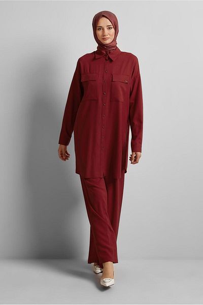 Alvina SHIRT COLLAR PANTS SUIT 44473