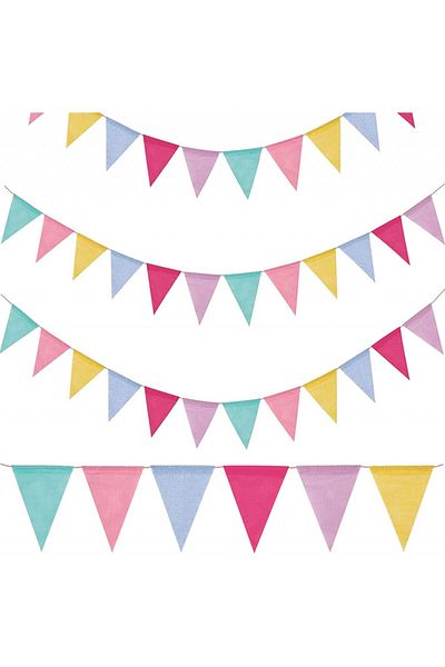 Bahan Alamy Set of 3 party banners with 8/12/15 flags Bahan Alamy, textile, multicolor, 4 m / 12.5 x 17 cm