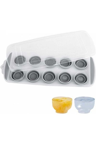 Taozoey ice cube tray with lid, plastic, gray, 30 x 12.5 x 2 cm