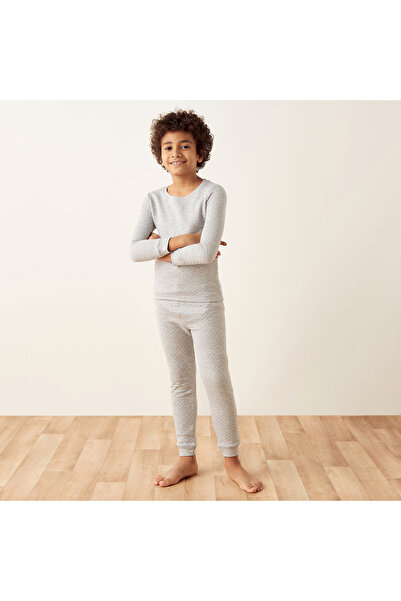 Juniors Textured Thermal T-shirt and Pyjama Set