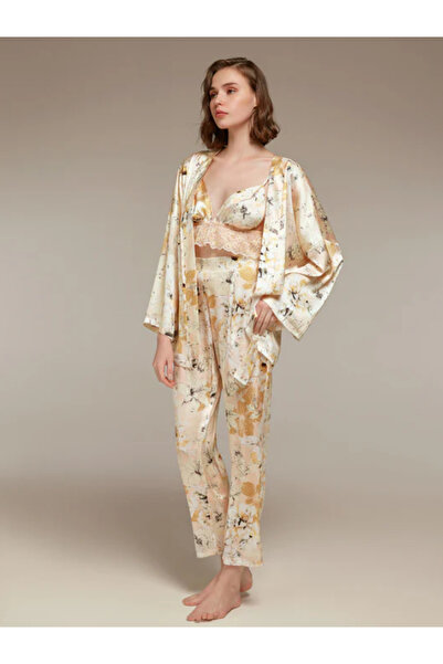 BONJOUR MADAME Bjm-1338 طقم بنطلون بستير مكون من 3 قطع إكرو