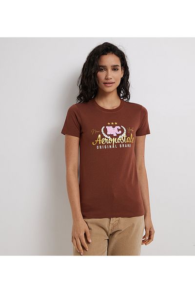 Aeropostale تي شيرت AERO نسائي بقصّة عادية مع طباعة على الصدر