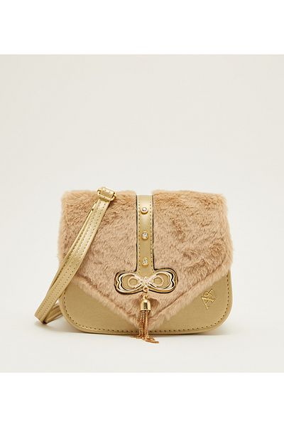 Aeropostale AERO GIRL'S FUR DETAIL ENVELOPE CROSSBODY BAG