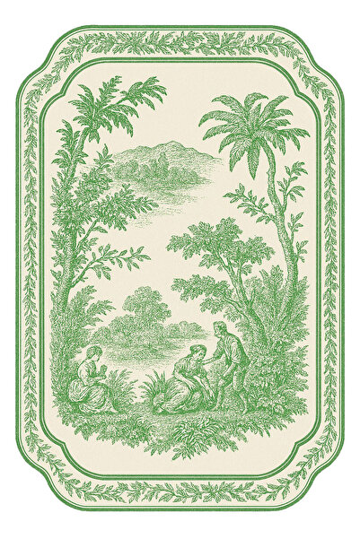 Rugs Modern Halı Série Vintage Desenli Yeşil Temalı Dokuma Taban Modern Dekor...