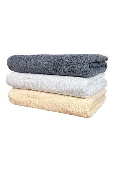 OEM Set 3 Hand Towels, Cotton, Greek Border, 500g/m², 30x50cm, Multicolor, M3