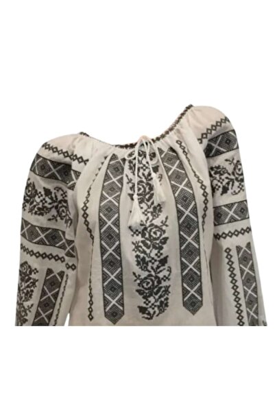OEM Traditional blouse for women, Black-White, size 2XL
