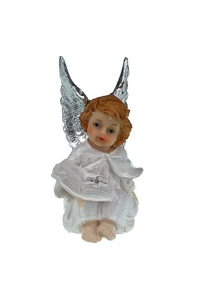OEM Decoratiune din rasina, inger cu carte, 6x9 cm, alb, M1