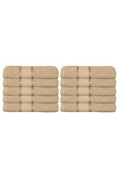 OEM Set 10 bathroom towels, Cotton, Uni, 400g/m², 70x140cm, Light Brown