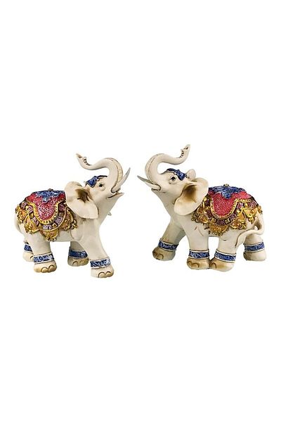 OEM Set din rasina format din 2 elefanti, 19x21 cm, multicolor
