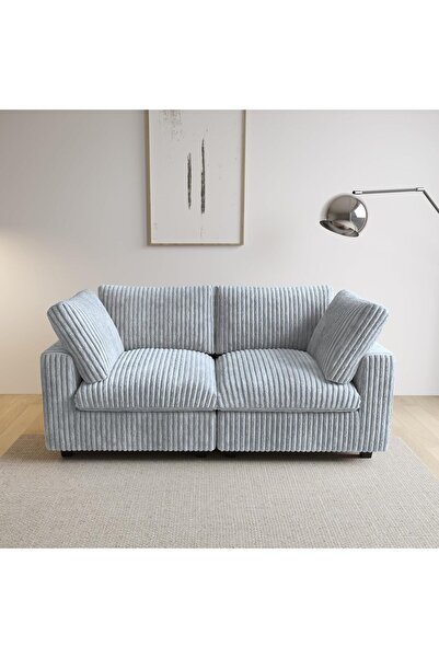 pavellium home Sirius Modüler Koltuk // 190X95 Tavşan Tüyü Kumaş // Yıkanabilir Kılıflı // Gri