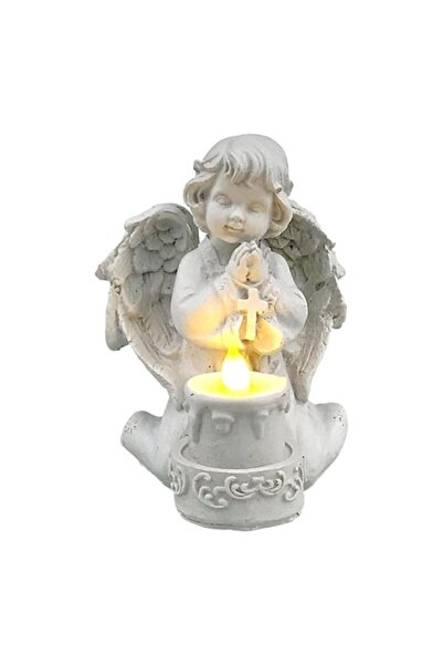 OEM Decoratiune ingeras in rugaciune, 9x11 cm, rasina, alb