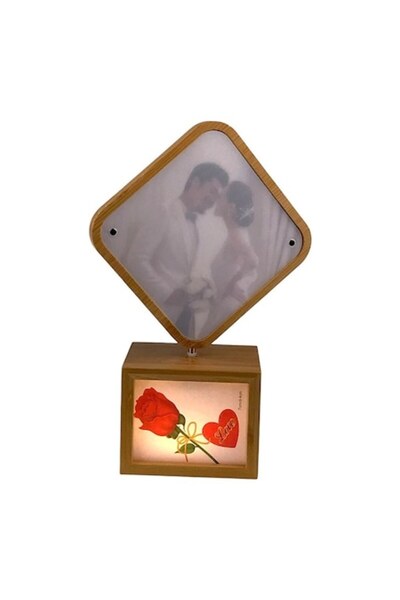 OEM Ramă foto rotativă cu flori și LED