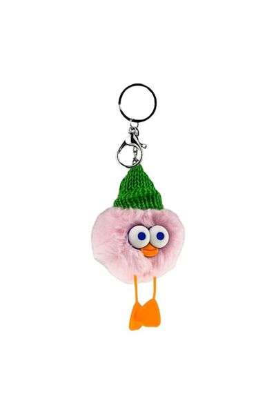 OEM Textile Material Keychain, Owl Design, 6x12 cm, Pink