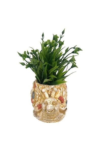 OEM Ghiveci ceramic cu melc, plante artificiale, 12x20 cm