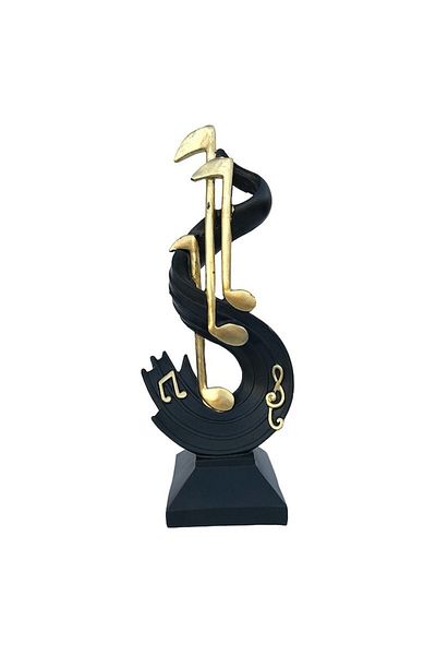 OEM Decoratiune din Rasina, Portativ, Negru-Auriu