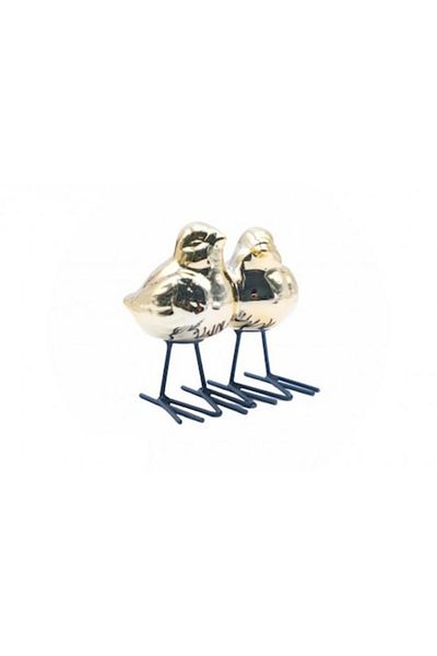 OEM Set 2 ceramic/metal birds 11x10x7 cm gold
