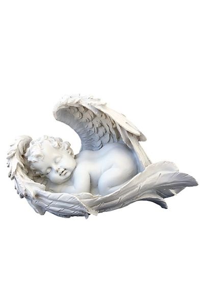 OEM Resin Decoration Representing a Sleeping Angel on Wings, 20 cm