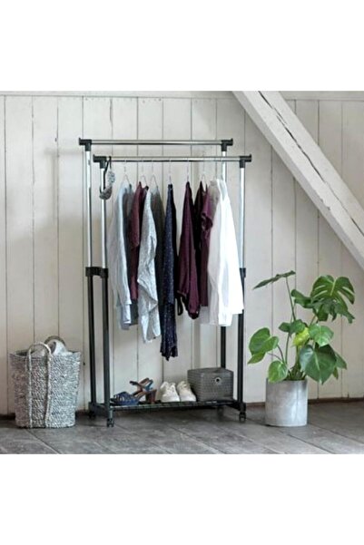 leostar Garment Rack with Adjustable Height, Double Pole Hanging Design, and Lower Shoe Rack for Convenient
