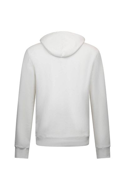 Hatemoğlu White Regular Fit Cotton Hooded Kangaroo Pocket Sweatshirt