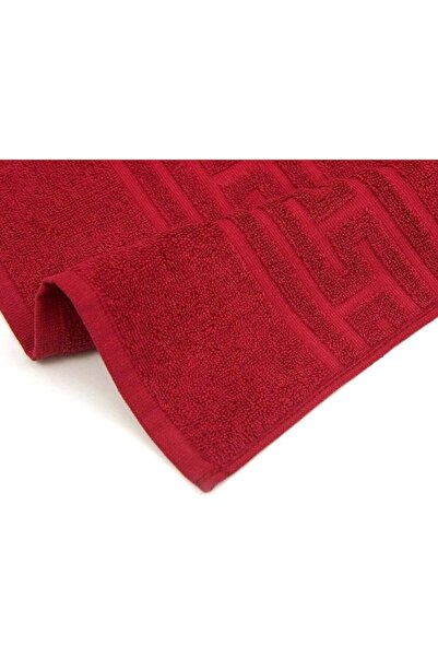 OEM Set 4 face towels, Cotton, Bicolor, Greek Trim, 500g/m², 50x90cm, Red-White