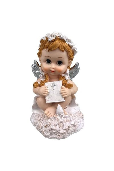 OEM Angel Figurine with Cross and Book, 11x17 cm