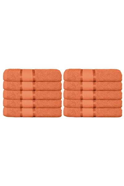 OEM Set 10 prosoape de față, Bumbac, Uni, 400g/m², 50x90cm, Portocaliu