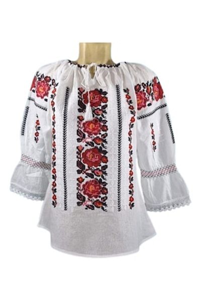 OEM Ie Dama, Model Traditional Trandafiri Multicolor, Bumbac, Maneca Lunga, Marime L