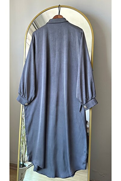 AFAG TEKSTİL Μακρύ πουκάμισο με φαρδύ και πέτρινο λαιμό