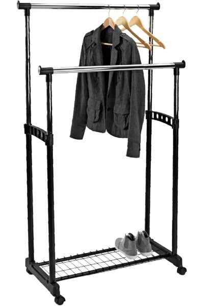 leostar رف ملابس بارتفاع قابل للتعديل، وتصميم تعليق مزدوج القطب، ورف أحذية سف...