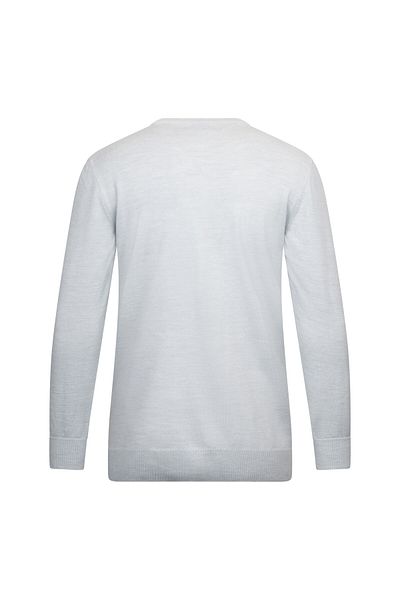 Hatemoğlu Gray Regular Fit Jacquard Crew Neck Wool Knitwear Sweater