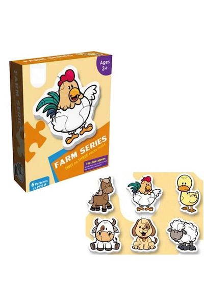 dalimag Set Puzzle Animale de Ferma - Joc Educational pentru Copii, 6 Modele Colorate, 3+ Ani