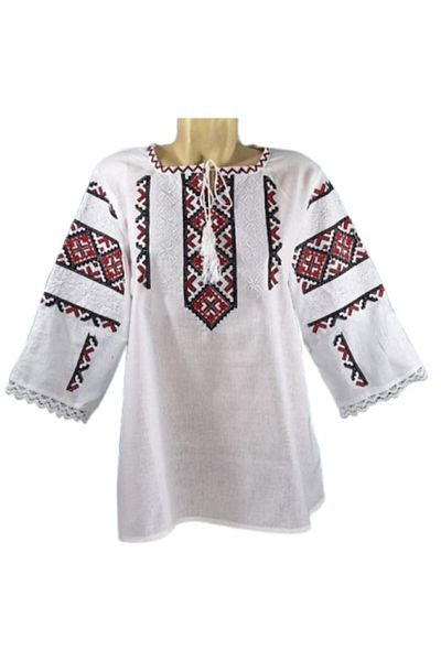 OEM Women's Blouse, Cotton, 3/4 Sleeve, Traditional Embroidery Red-Black, Size M