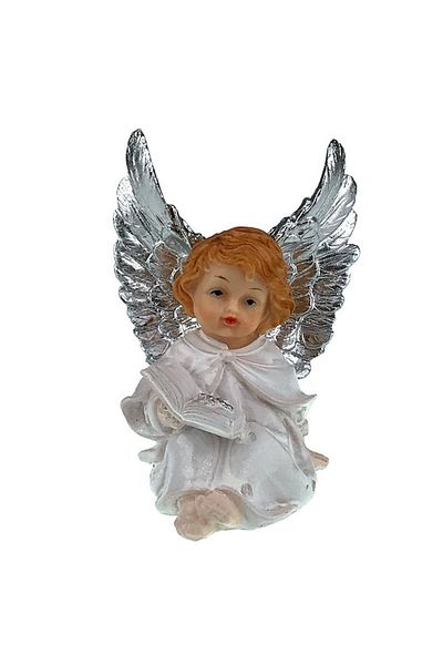 OEM Decoratiune ingeras citind o carte, rasina, 9x12 cm, alb, M2