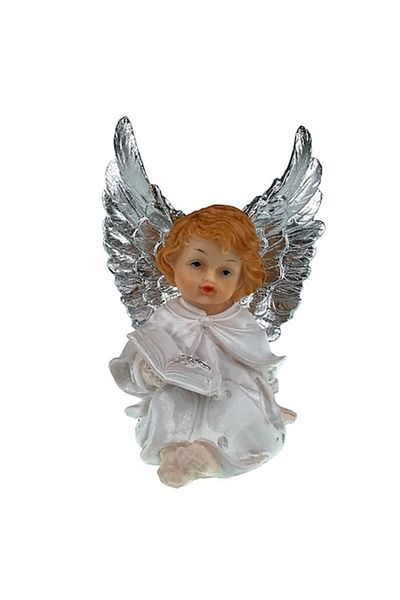 OEM Decoratiune ingeras citind o carte, rasina, 9x12 cm, alb, M2